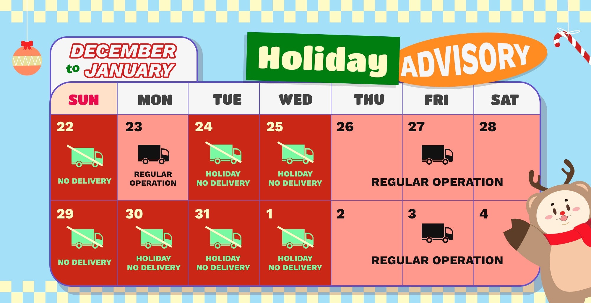 Christmas and New Year Holiday Advisory